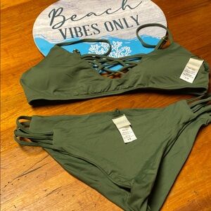 L*Space Forest Green Bikini with Strap Details